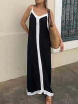 Lavechic Colorblock Suspender Midi Dress