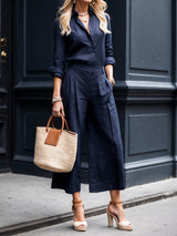 Pink Capri Pants and Loose Shirt Linen Set