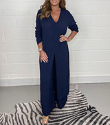 Two-piece Casual Long Top and Matching Pants Set