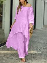 Fashionable Solid Color Two-piece Set